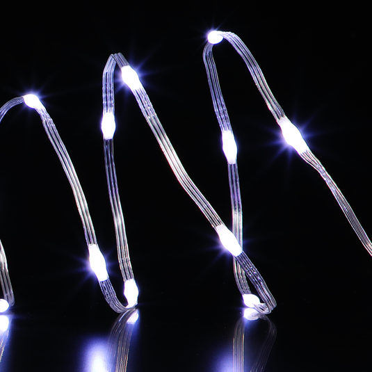 200 White Flexi Wire Lights with Clear Cable