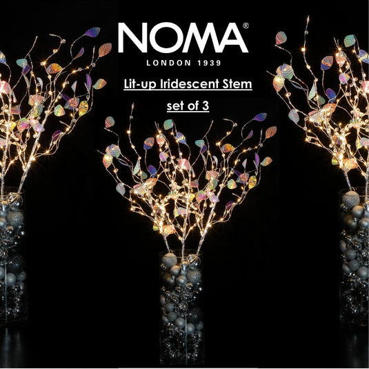 Set of 3 Iridescent Stems With Warm White LEDs