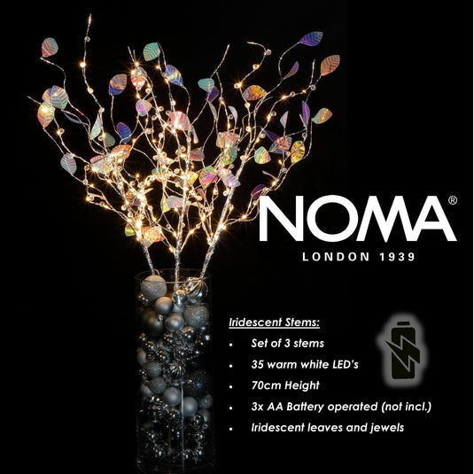 Set of 3 Iridescent Stems With Warm White LEDs