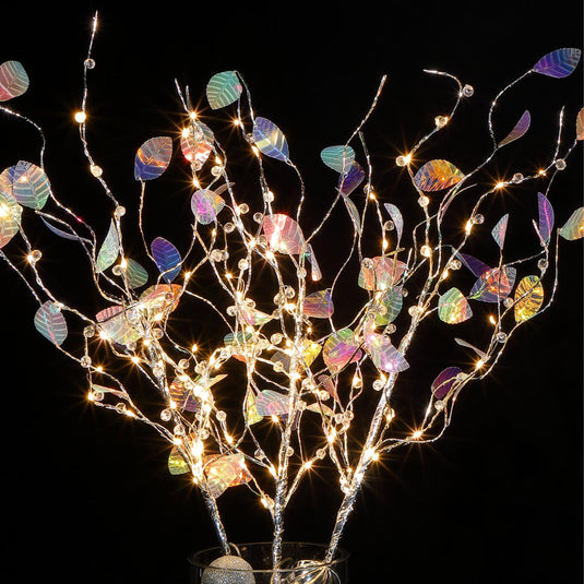 Set of 3 Iridescent Stems With Warm White LEDs