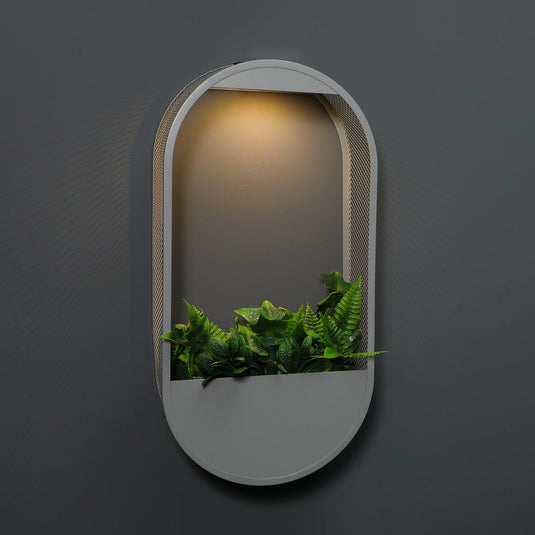 Grey Solar Oval Wall Planter