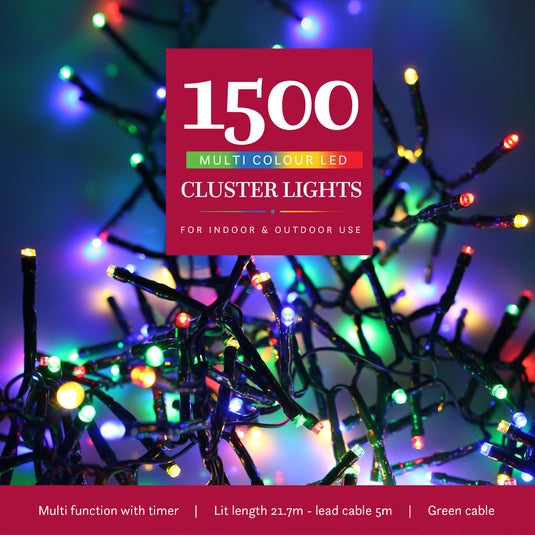 1500 Multicolour Multifunction Cluster Lights With Green Cable