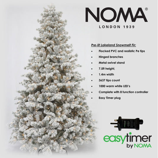 7.5' Warm White Pre-Lit Lakeland Snowmelt Fir