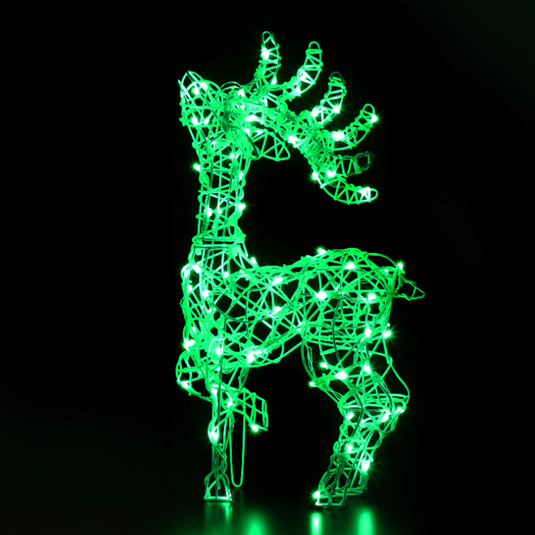 66cm Colour Changeable White Rattan Tatton Standing Deer - 80 LEDs
