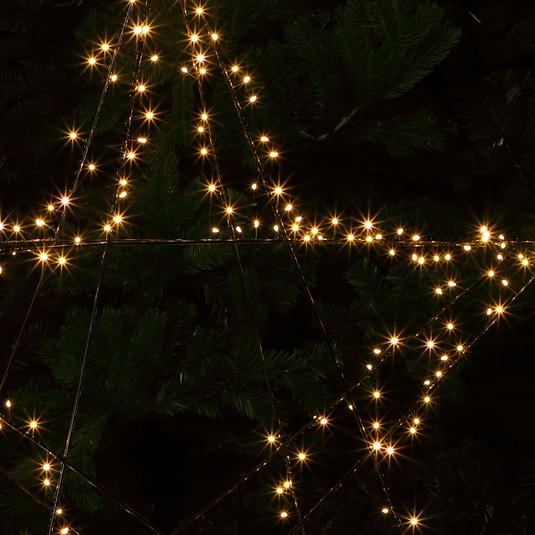 1m Warm White Folding Black Wire Star - 280 LEDs