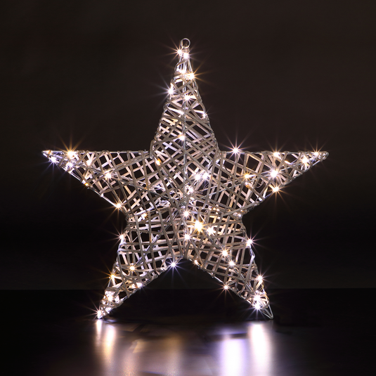 70cm Grey Rattan Star - 70 LEDs