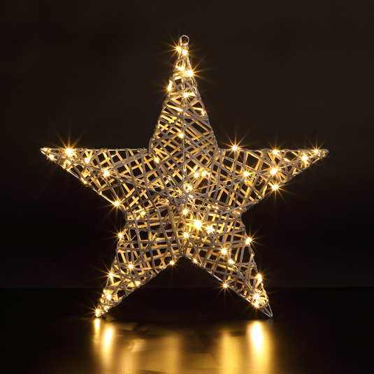70cm Grey Rattan Star - 70 LEDs