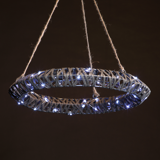 Duo Bulb Grey Rattan Wreath