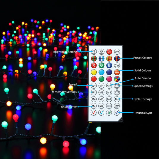 100 LED Static Warm White String Lights
