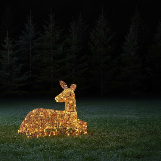 53cm Brown Acrylic Resting Mum Deer - 130 LEDs
