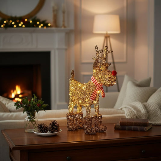 75cm Brown Wicker Rudolph - 120 LEDs