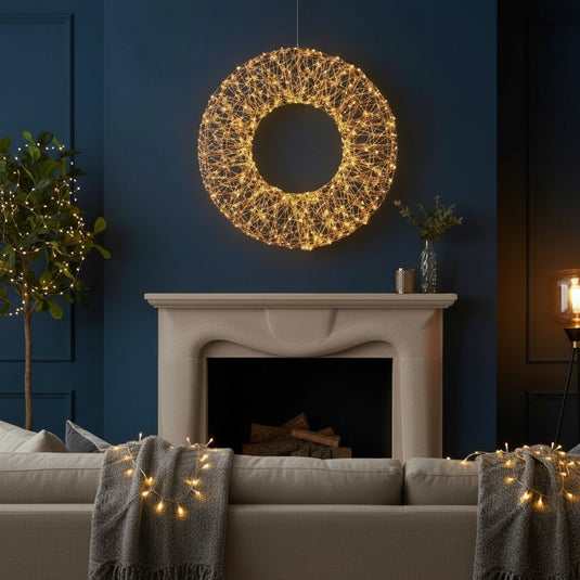 75cm Micro Wire Wreath - 720 Antique White LEDs