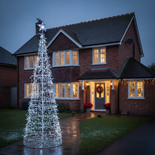 2.5M White Twinkling Icicle Spiral Tree With 835 LEDS