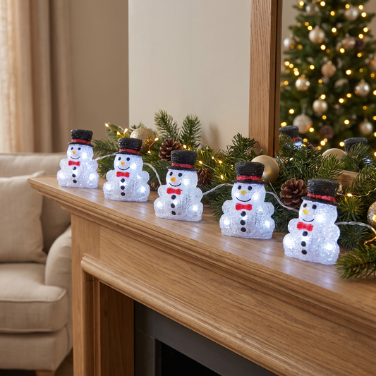 5 Acrylic Sitting Snowmen Chain