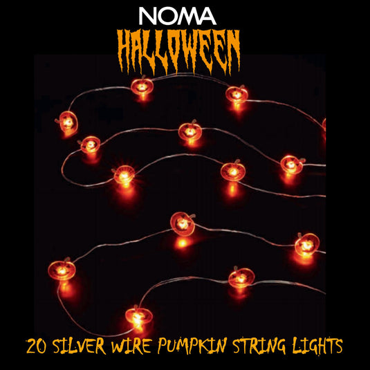 20 Silver Wire Pumpkin String Lights