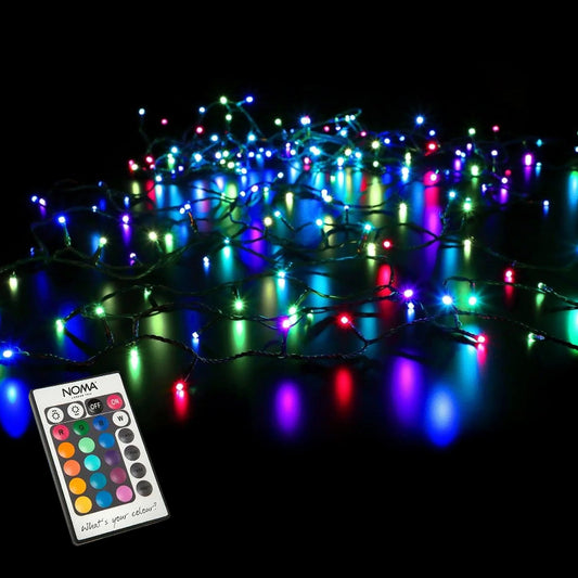 100 Colour Changeable Remote Controlled String Lights with Green Cable