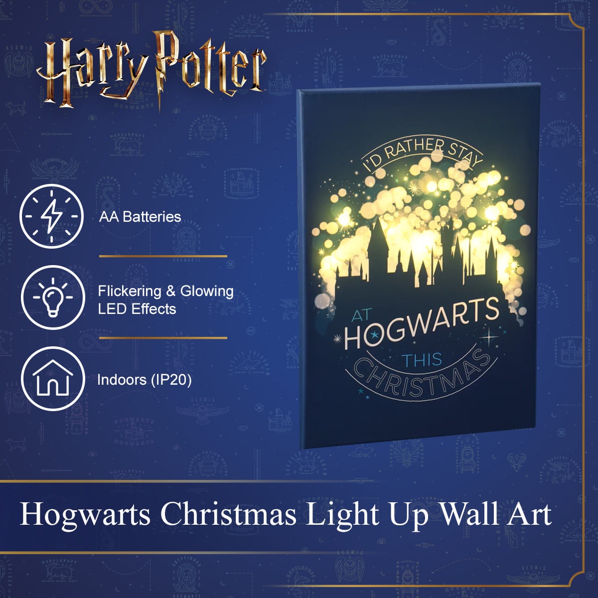 Harry Potter - Hogwarts Christmas Light Up Wall Art