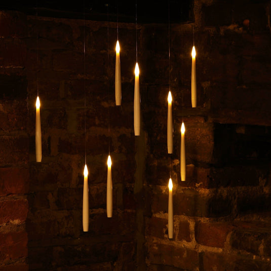 10 White Remote Controlled Magic Candles with Wand