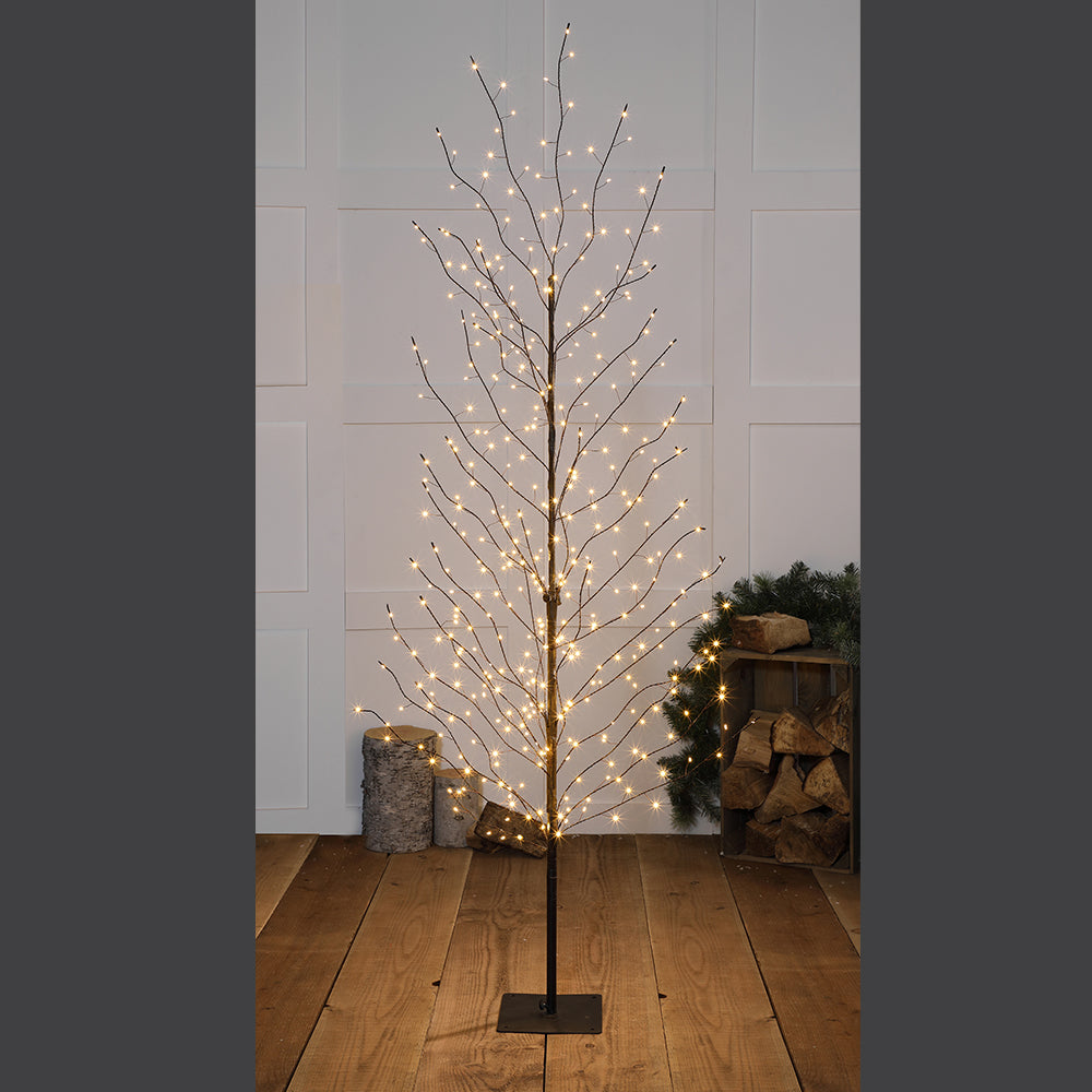 2m Warm White LED Windswept Black Tree - 400 LEDs