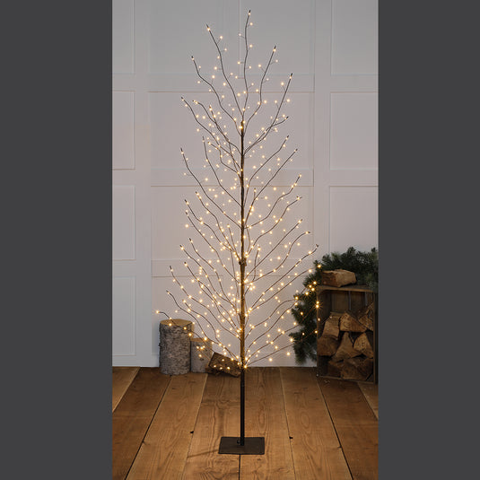 2m Warm White LED Windswept Black Tree - 400 LEDs