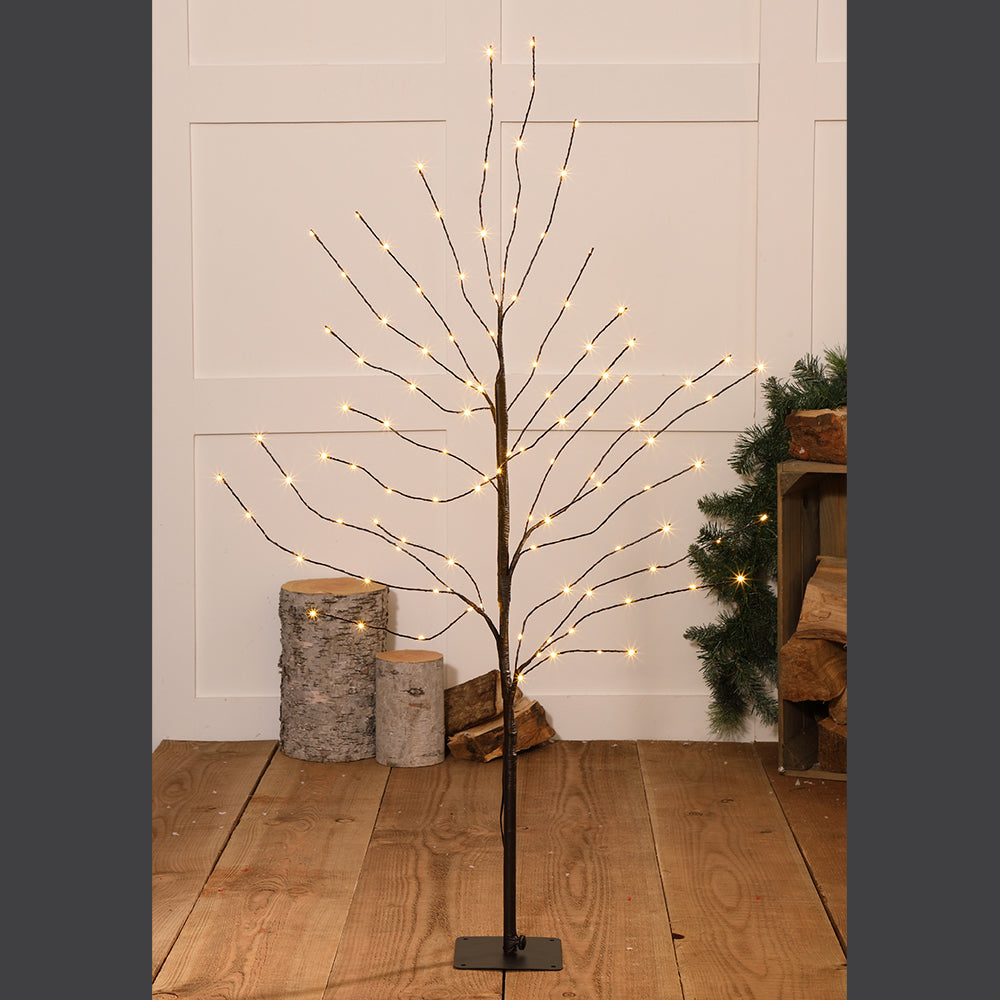 1.2m Warm White Windswept Black Tree - 108 LEDs