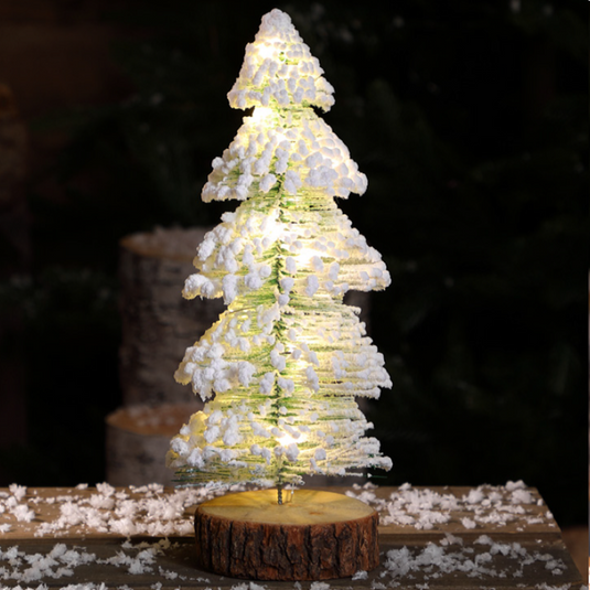 31cm Warm White LED Snowy Needle Tree