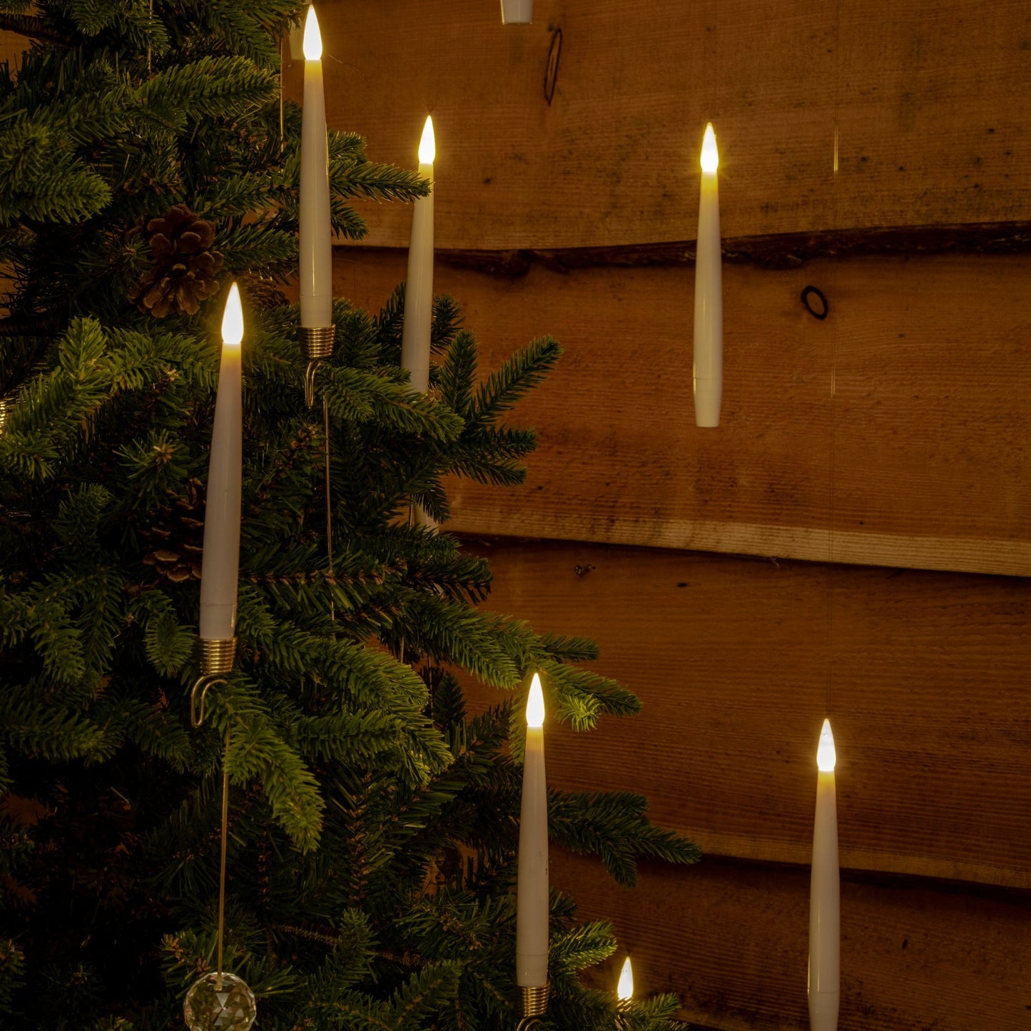 10 White Wand Controlled Magic Tree Candles with Jewel