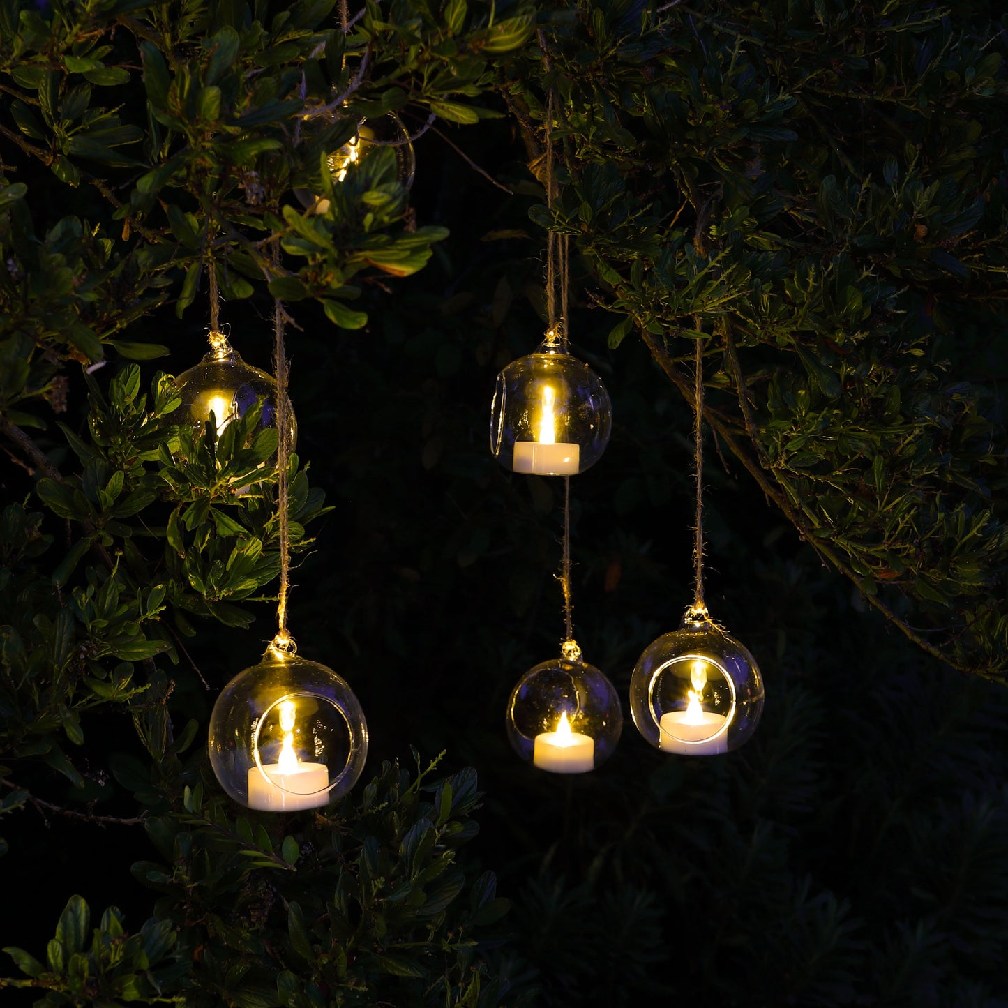 Set of 6 Tealights in Glass Bubbles