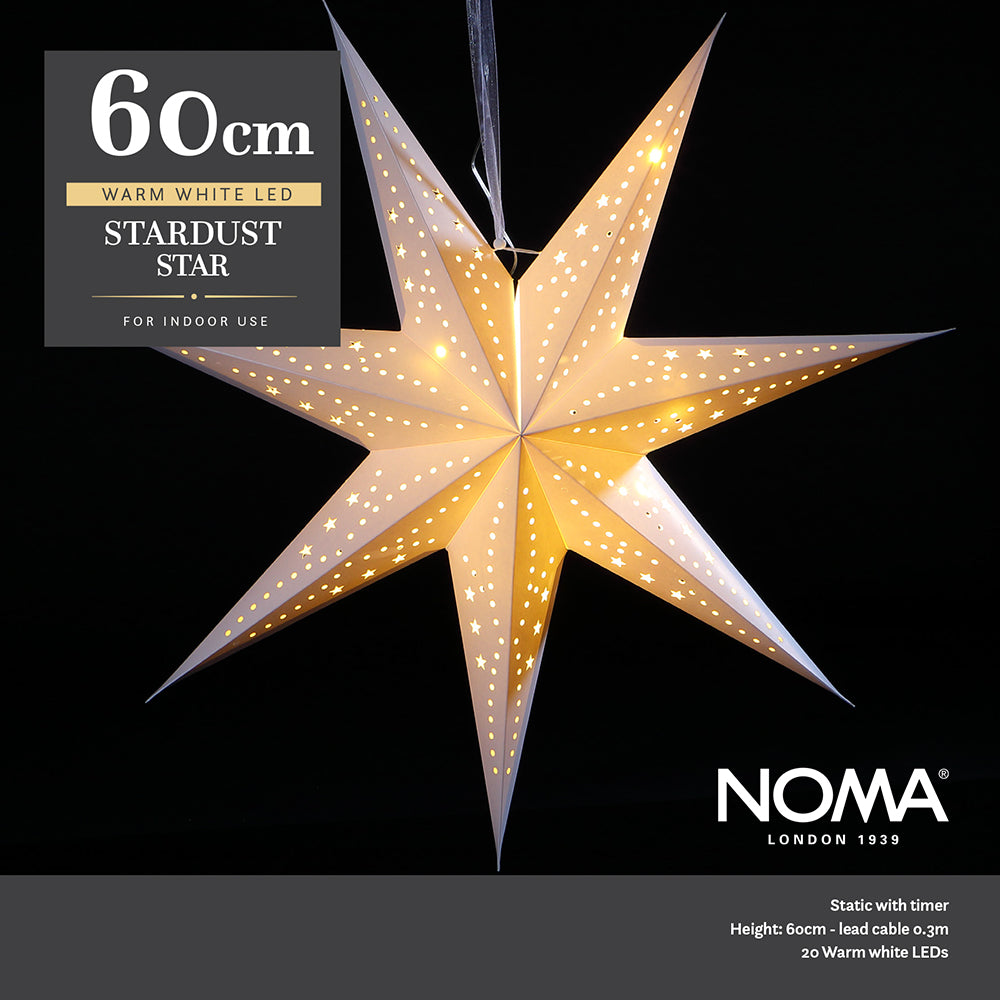 60cm Paper Stardust - 20 Warm White LEDs