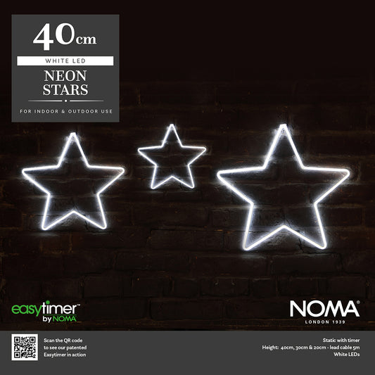 Set of 3 Small/Medium/Large White Neon Stars