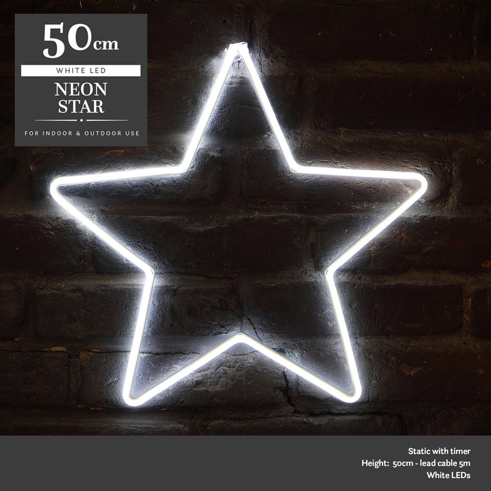 50cm White Neon Star