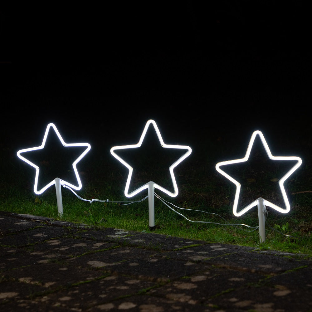 Set of 3 White Neon Star Stakelights