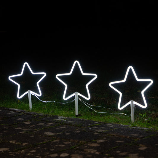 Set of 3 White Neon Star Stakelights
