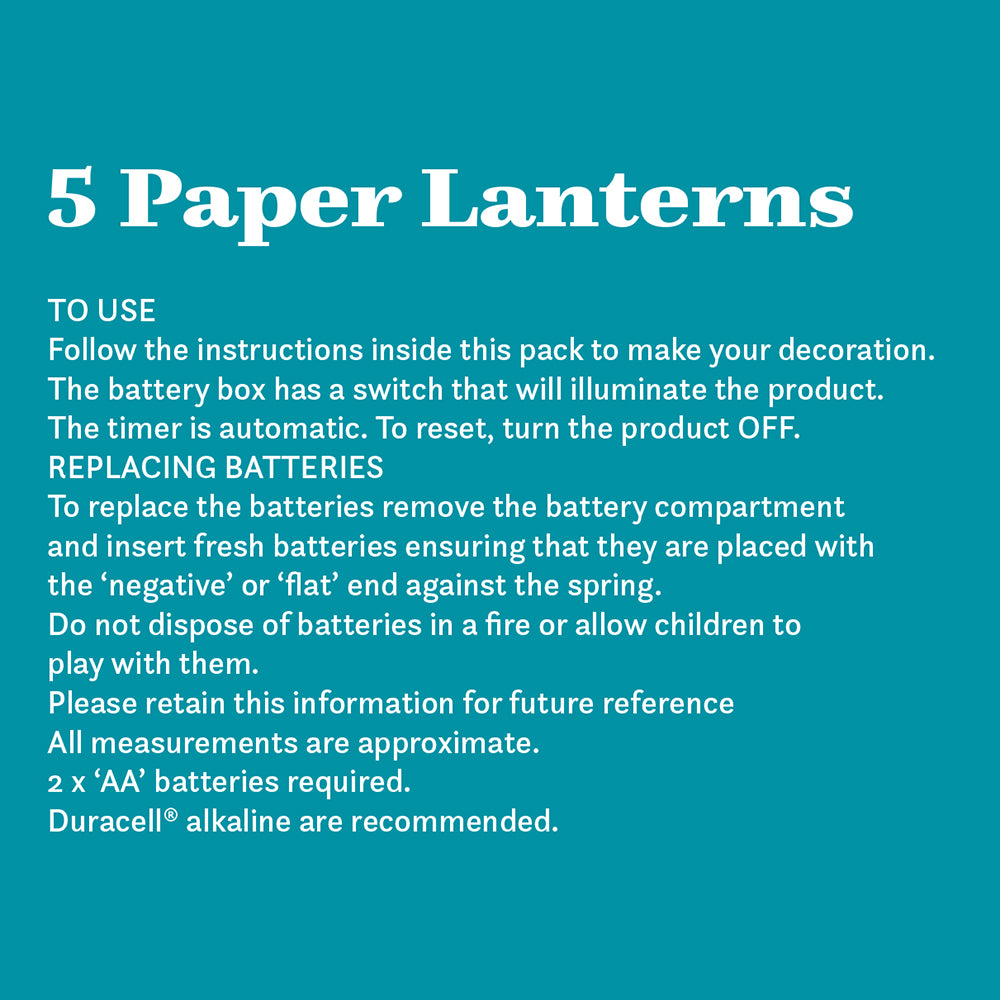Set of 5 DIY Paper Lanterns with Icicle Light Chain