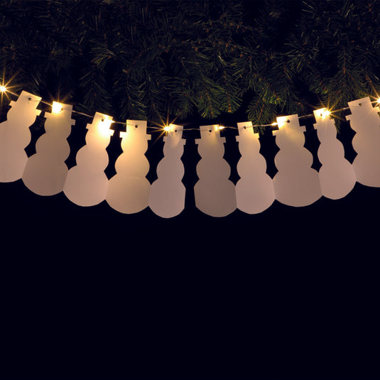 DIY White Snowman Paper Chain - 10 Warm White LEDs