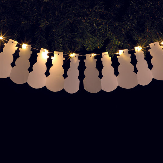 DIY White Snowman Paper Chain - 10 Warm White LEDs