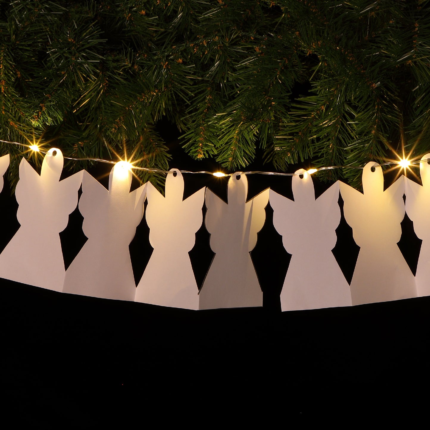 DIY White Angel Paper Chain - 10 Warm White LEDs