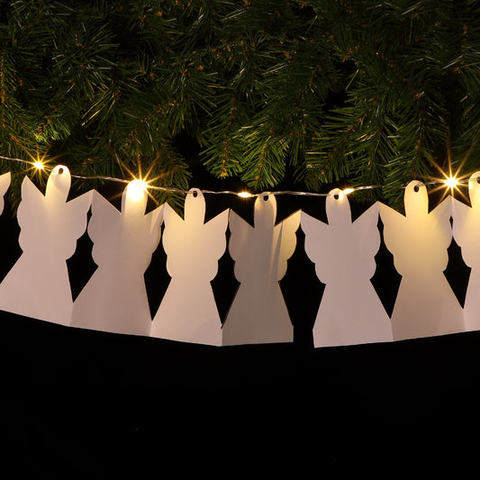 DIY White Angel Paper Chain - 10 Warm White LEDs