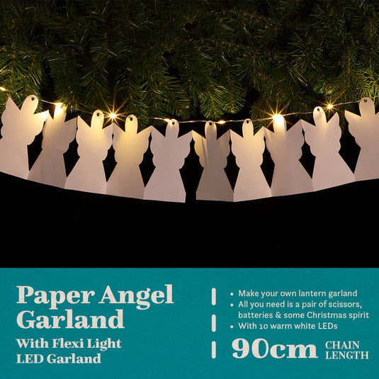 DIY White Angel Paper Chain - 10 Warm White LEDs