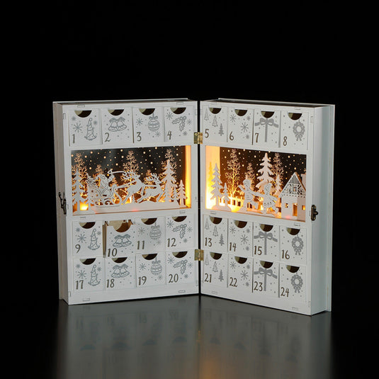 30cm White Wooden Book Advent Calendar