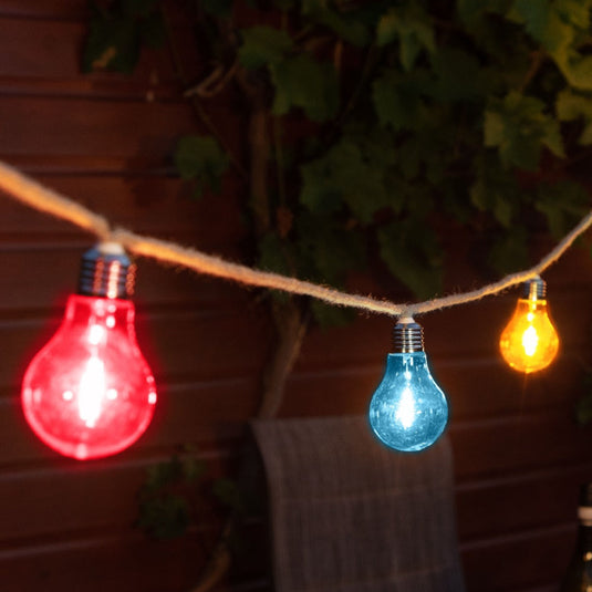 10 Connectable Multicolour Jute Rope Festoon Lights