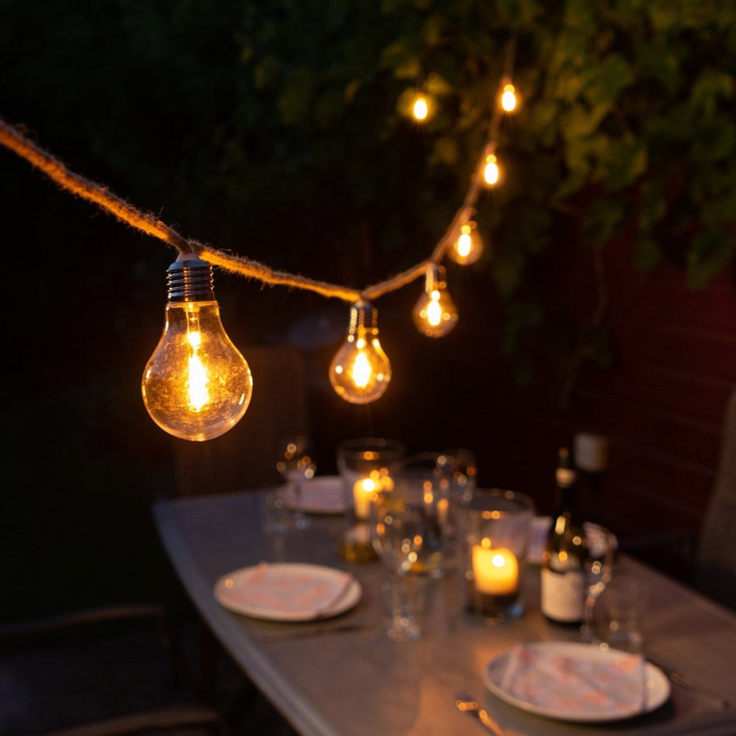10 Connectable Jute Rope Festoon Lights