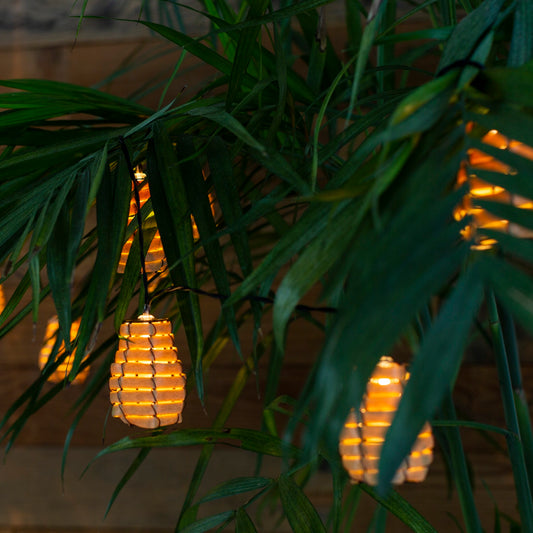 10 Tan Rattan Lantern Lights