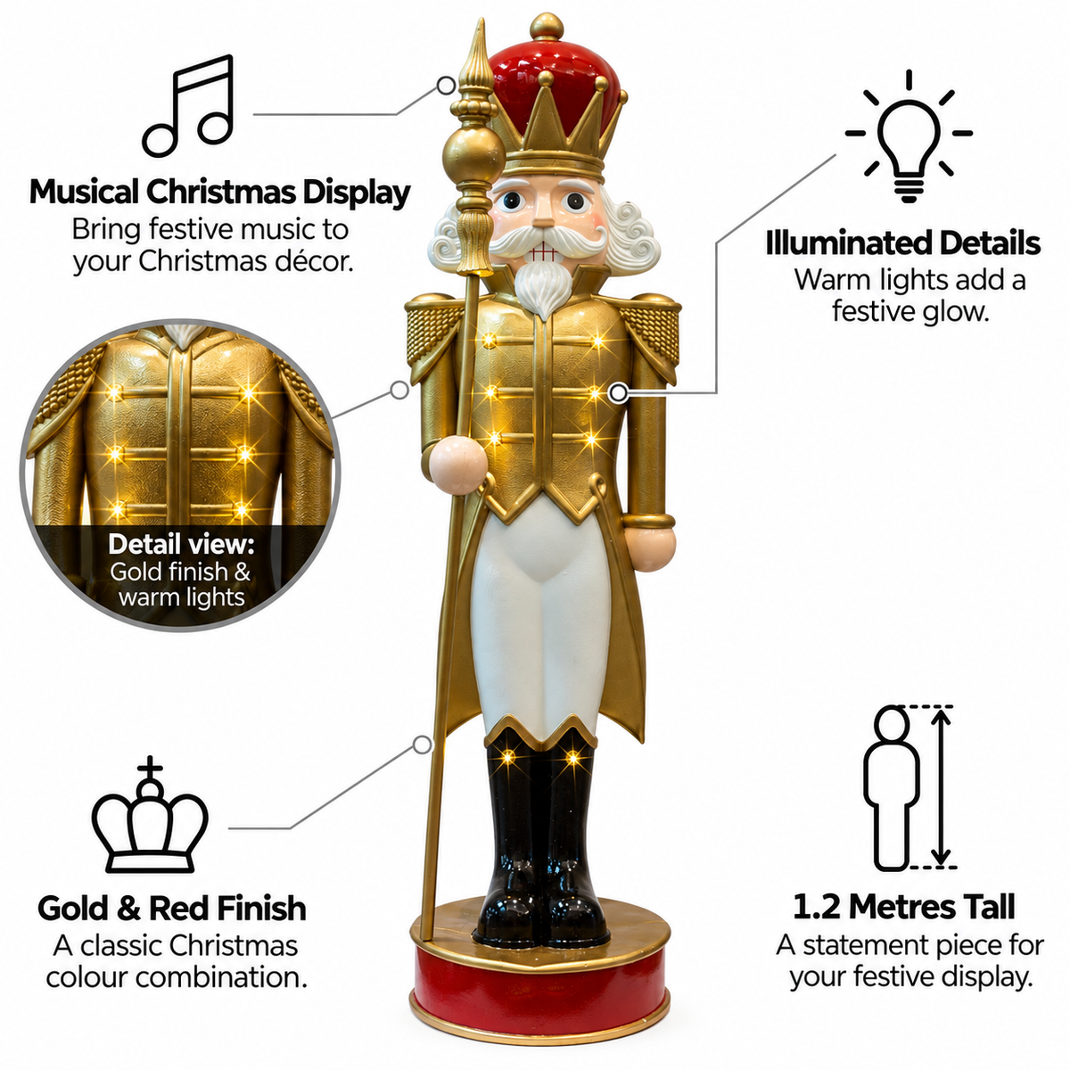 1.2M Gold Musical Nutcracker