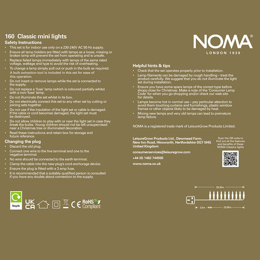 160 Clear NOMA Classic Mini String Lights with Green Cable