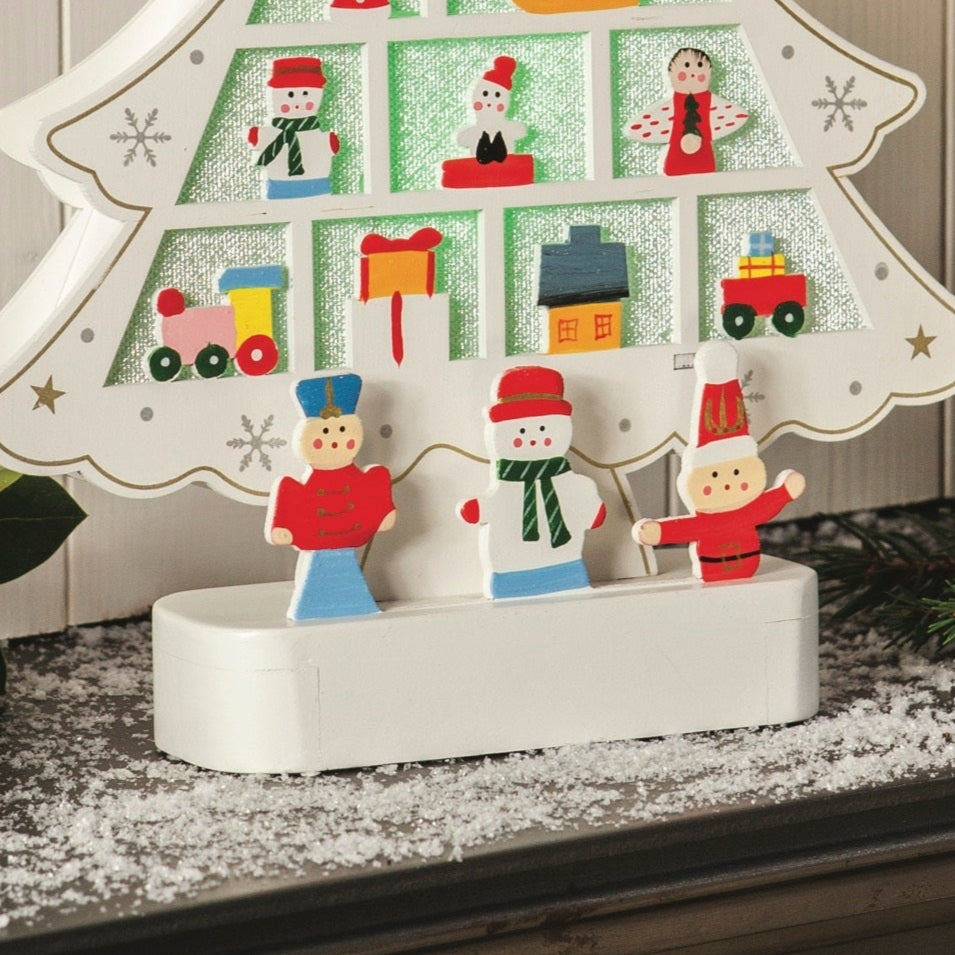 31cm Wooden Christmas Tree - 2 Colour Changing LEDs