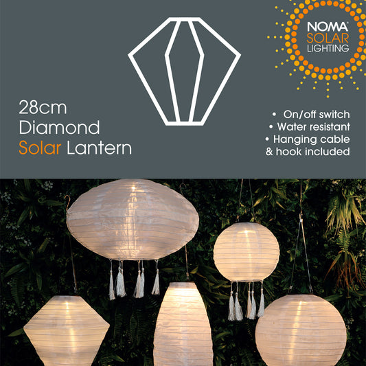 Mandarin 28cm White Diamond Lantern with Tassels