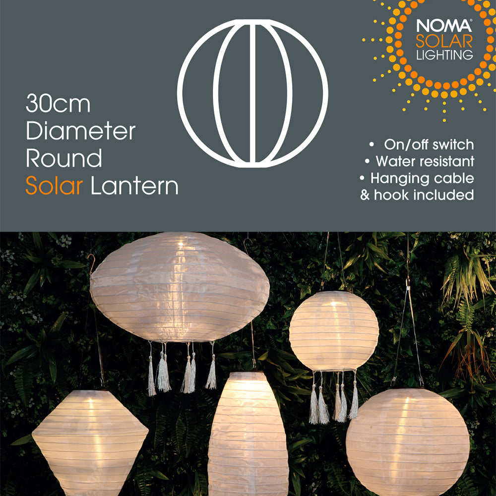 Mandarin 30cm White Round Lantern with Tassels