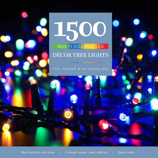 1500 Multicolour Multifunction Décor Tree Lights With Green Cable