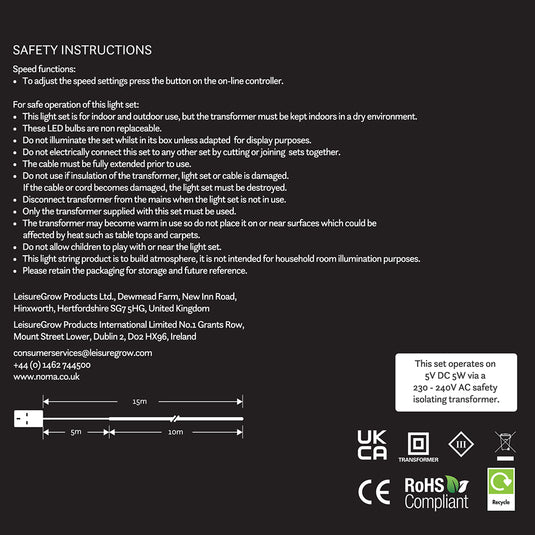 10m Warm White Micro Snowing Rope Cable Light - 400 LEDs